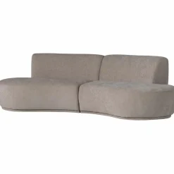 Woood Batavier half ronde bank 4-zits velvet melange zand Outlet
