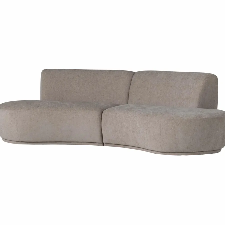 Woood Batavier half ronde bank 4-zits velvet melange zand Outlet