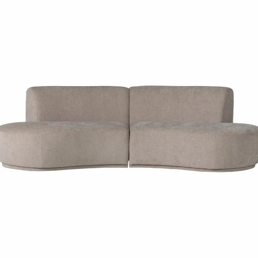 Woood Batavier half ronde bank 4-zits velvet melange zand Outlet