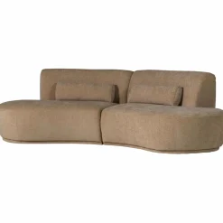 Woood Batavier half ronde bank 4-zits velvet melange lichtbruin Best