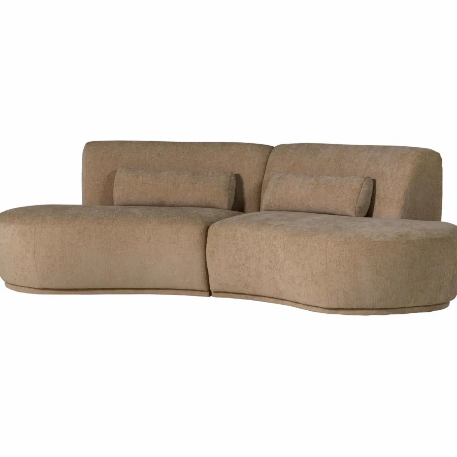 Woood Batavier half ronde bank 4-zits velvet melange lichtbruin Best