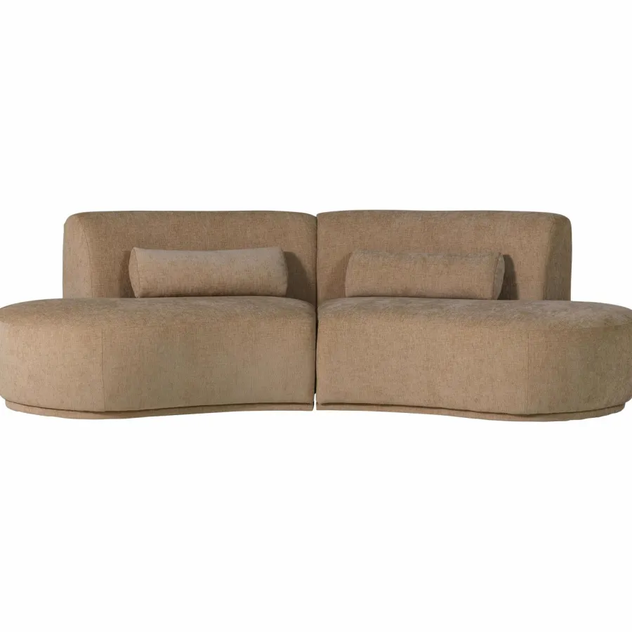 Woood Batavier half ronde bank 4-zits velvet melange lichtbruin Best