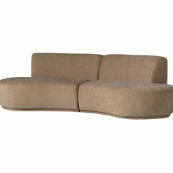 Woood Batavier half ronde bank 4-zits velvet melange lichtbruin Best