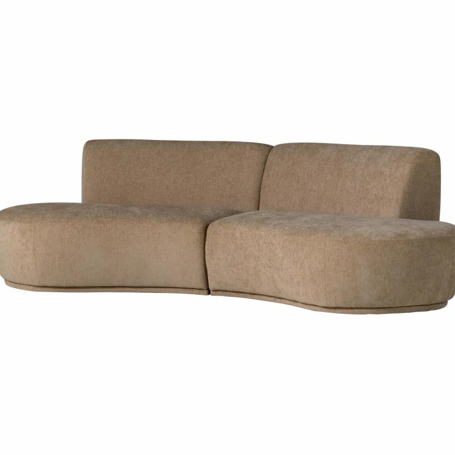Woood Batavier half ronde bank 4-zits velvet melange lichtbruin Best