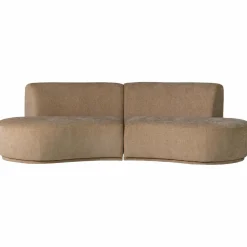 Woood Batavier half ronde bank 4-zits velvet melange lichtbruin Best