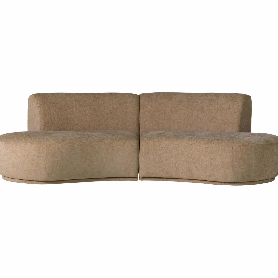 Woood Batavier half ronde bank 4-zits velvet melange lichtbruin Best