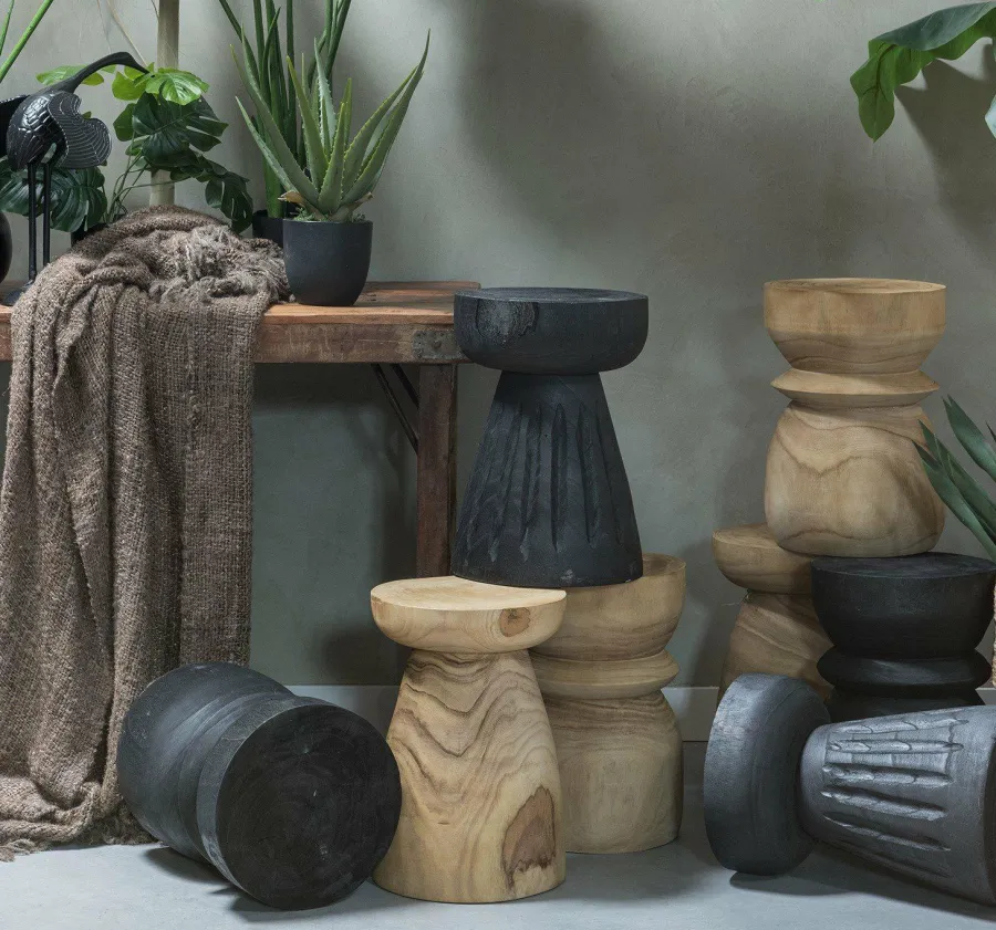 Woood Bikkel Kruk Hout Naturel 40xØ28cm Online