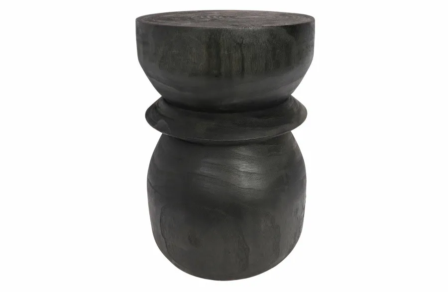 Woood Bikkel Kruk Hout Zwart 40xØ28cm Best