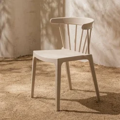 Woood Bliss tuinstoel met spijlen wheat fiber off white melange