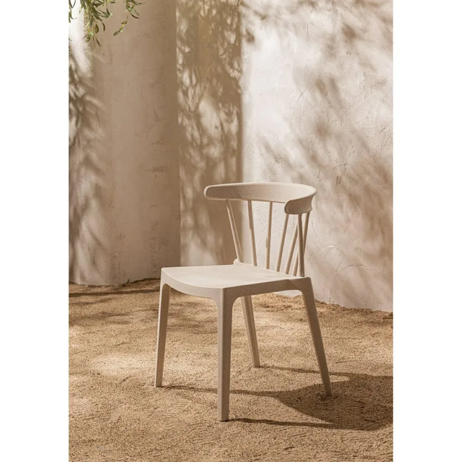 Woood Bliss tuinstoel met spijlen wheat fiber off white melange