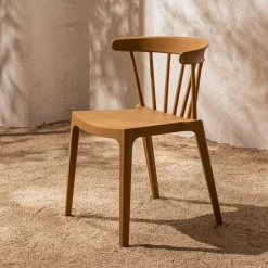 Woood Bliss tuinstoel met spijlen wood fiber caramel melange