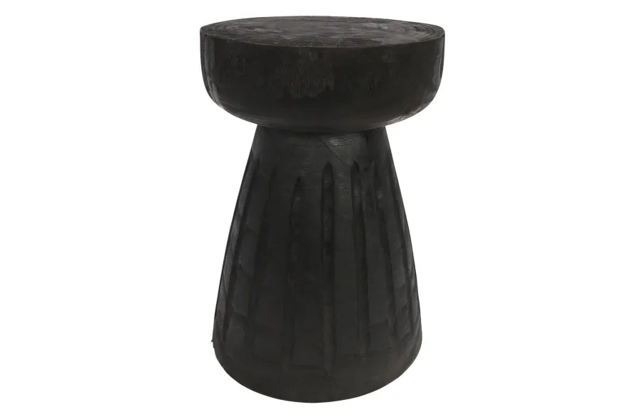 Woood Borre Kruk Hout Zwart 40xØ28cm