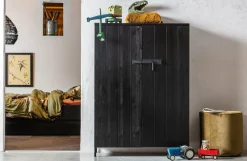 Woood Bruut 2-drs Kast Grenen Geborsteld Diep Zwart [fsc] Best