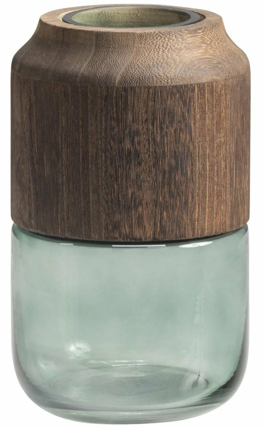 Woood Celeste Vaas Glas/hout Blauw/groen 28x16cm Hot