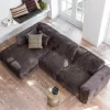 Woood CLOUD chaise longue links geweven chenille warm bruin Hot