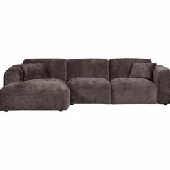 Woood CLOUD chaise longue links geweven chenille warm bruin Hot