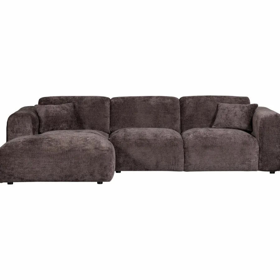 Woood CLOUD chaise longue links geweven chenille warm bruin Hot