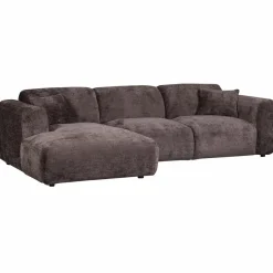 Woood CLOUD chaise longue links geweven chenille warm bruin Hot