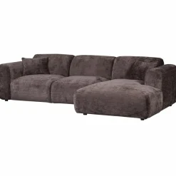 Woood CLOUD chaise longue rechts geweven chenille warm bruin Outlet