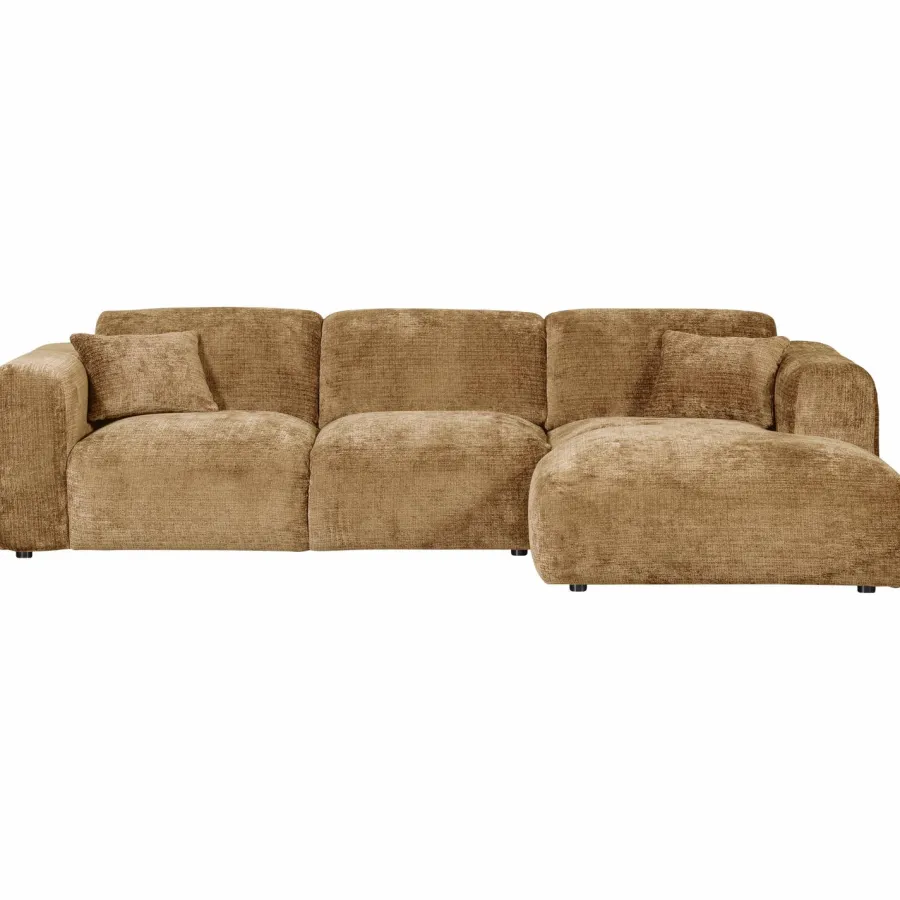 Woood CLOUD chaise longue rechts geweven chenille honinggeel