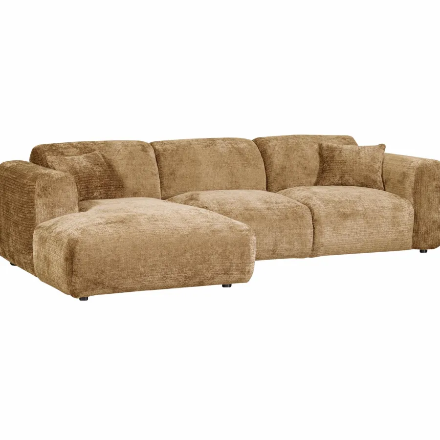 Woood CLOUD chaise longue links geweven chenille honinggeel Hot