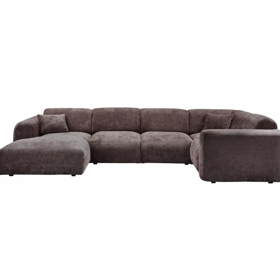 Woood CLOUD hoekbank rechts geweven chenille warm bruin Best