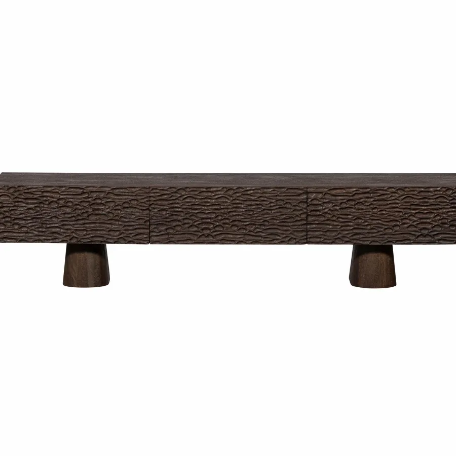 Woood Crumble carved tv meubel mango walnoot Clearance