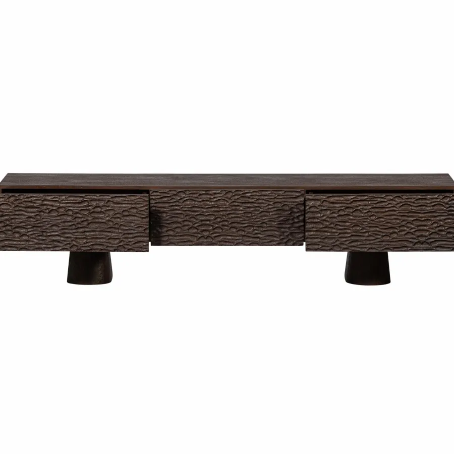 Woood Crumble carved tv meubel mango walnoot Clearance