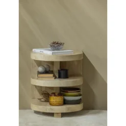 Woood Darren Halfronde Bijzettafel Mango Hout Naturel Hot