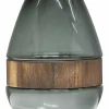Woood Dave Vaas Glas/hout Blauw/groen 26x19cm Outlet