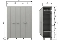 Woood Dennis 3-deurs Kast Grenen Betongrijs Geborsteld [fsc] Clearance