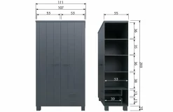 Woood Dennis Kast Met Laden Grenen Steel Grey Geborsteld [fsc] New