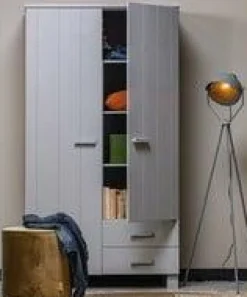 Woood Dennis Kast Met Laden Grenen Betongrijs Geborsteld [fsc] Sale
