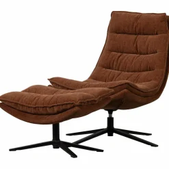 Woood Draaifauteuil Kube met hocker bruin Best
