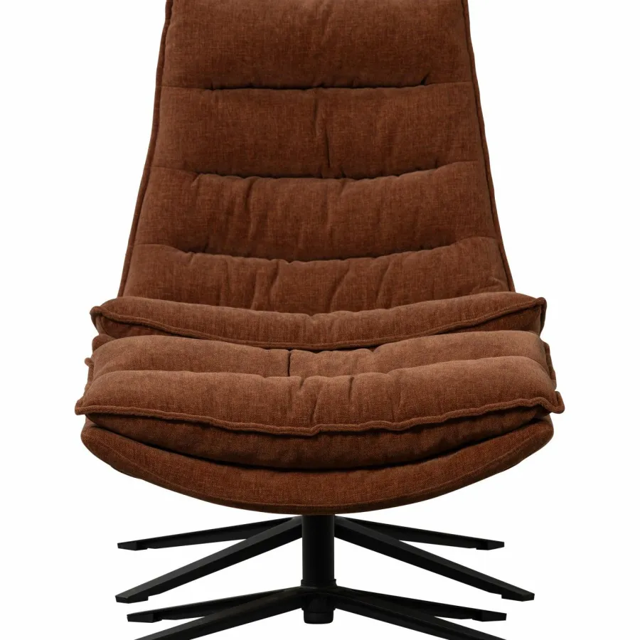 Woood Draaifauteuil Kube met hocker bruin Best