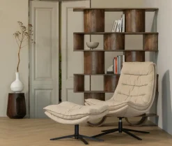 Woood Draaifauteuil Kube met hocker naturel Best