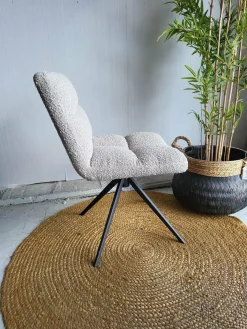 Woood Eettafelstoel Vinny Draaistoel Bouclé Zand Outlet
