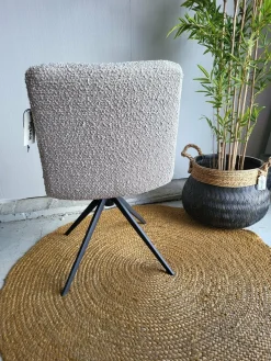 Woood Eettafelstoel Vinny Draaistoel Bouclé Zand Outlet
