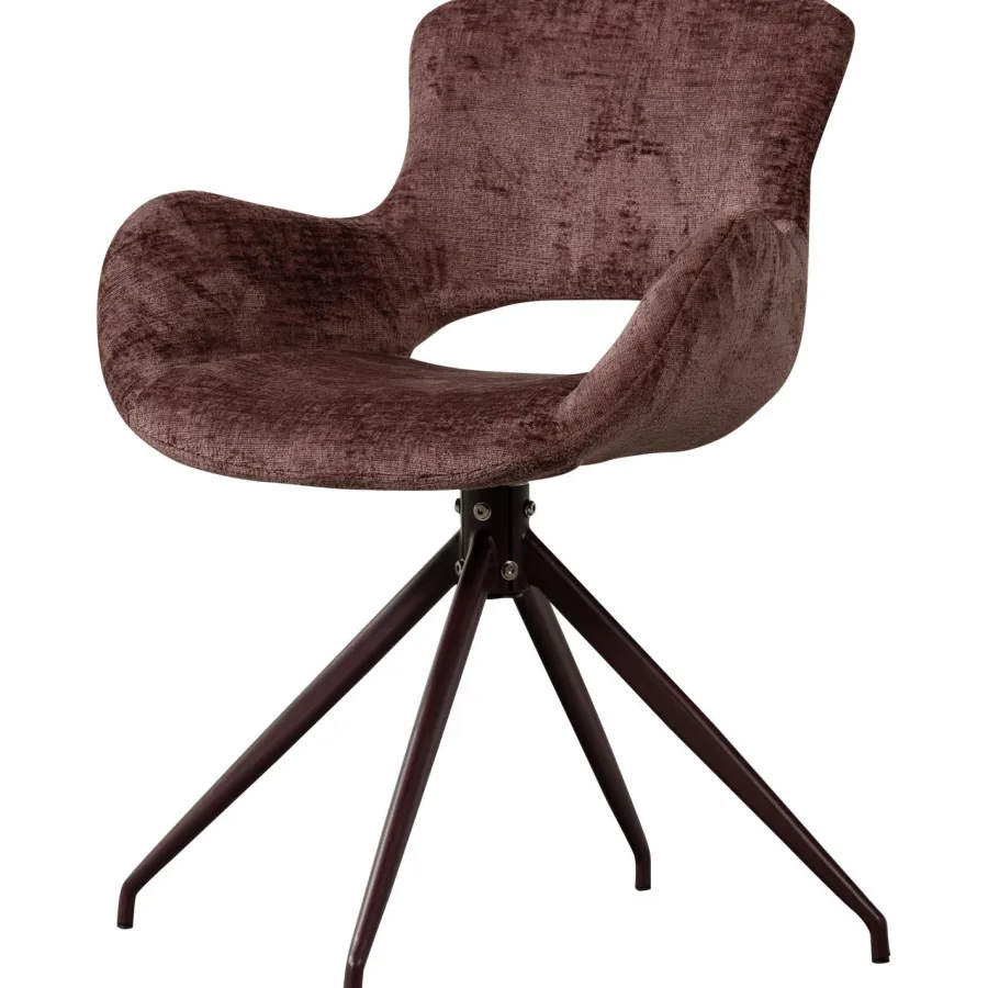 Woood Eliva eetkamerstoel structure velvet paars - set van 2 Online