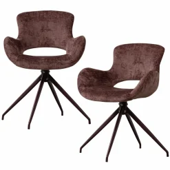 Woood Eliva eetkamerstoel structure velvet paars - set van 2 Online