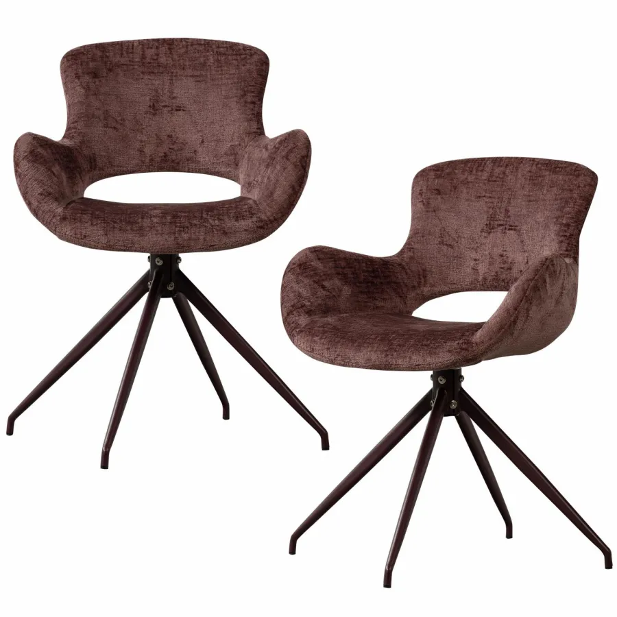 Woood Eliva eetkamerstoel structure velvet paars - set van 2 Online