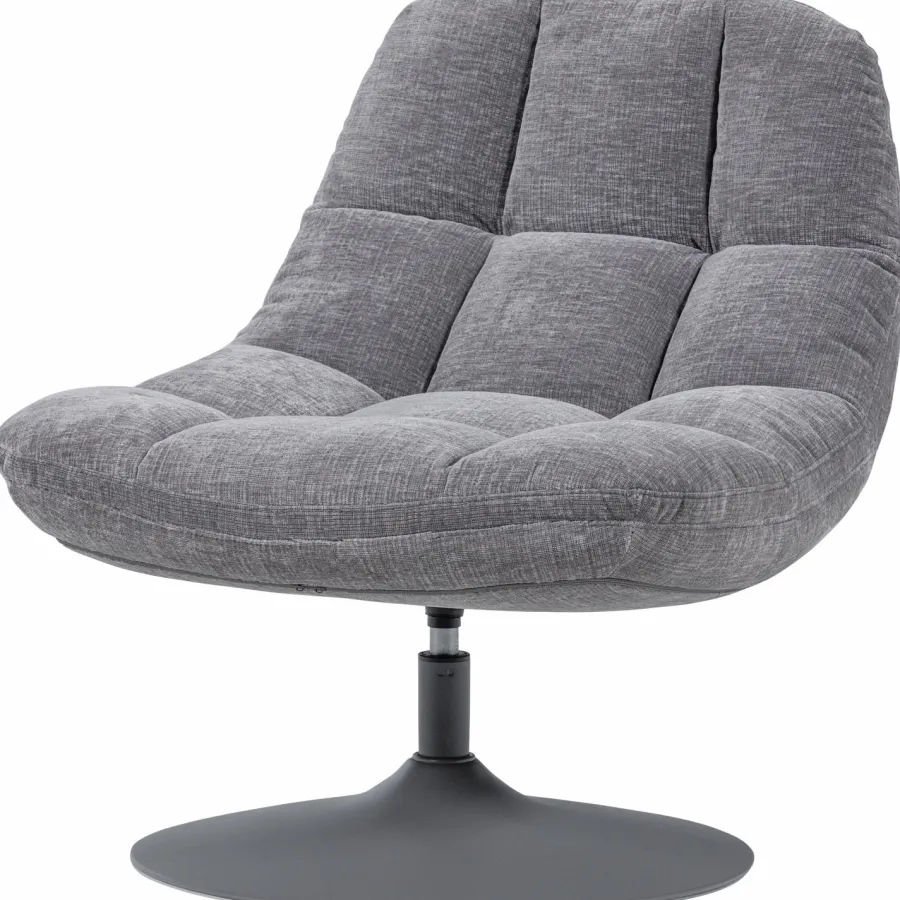 Woood Elvi Draaifauteuil Chenille Structuur Lichtgrijs