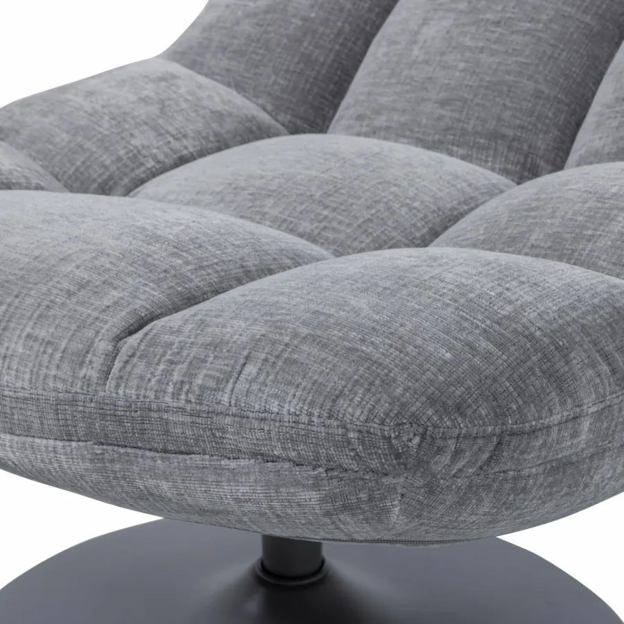 Woood Elvi Draaifauteuil Chenille Structuur Lichtgrijs