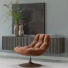 Woood Elvi Draaifauteuil Chenille Structuur Roestbruin New