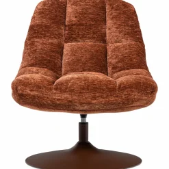 Woood Elvi Draaifauteuil Chenille Structuur Roestbruin New