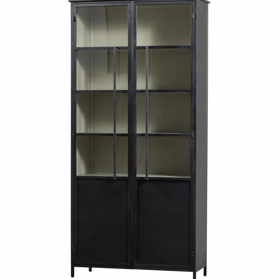 Woood EXHIBIT XL 2-deurs vitrinekast metaal zwart Outlet