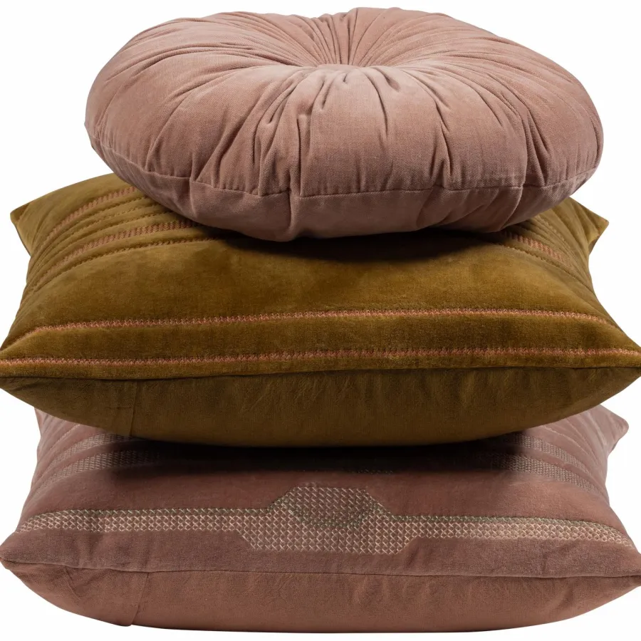 Woood Feis kussens velvet roze/naturel - set van 3 Discount