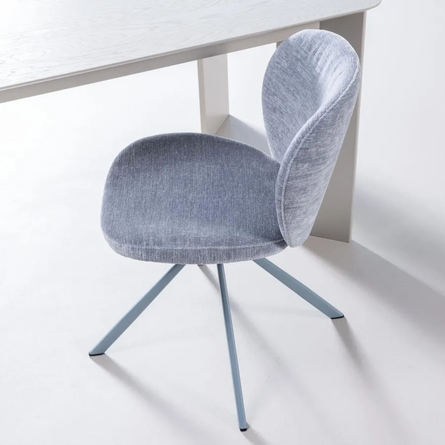 Woood Femke Eetkamerstoel Chenille Blauw Clearance