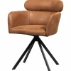 Woood Fenne draaibare eetkamerstoel leerlook cognac Online