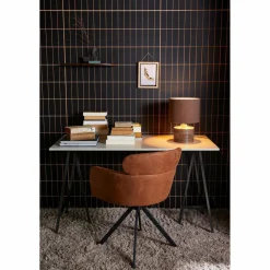 Woood Fenne draaibare eetkamerstoel leerlook cognac Online